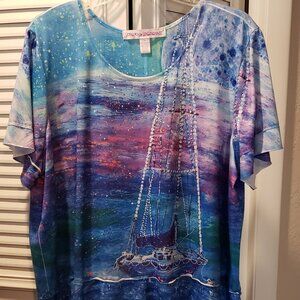 Leoma Lovegrove Blue Woman's Pullover top in XXL